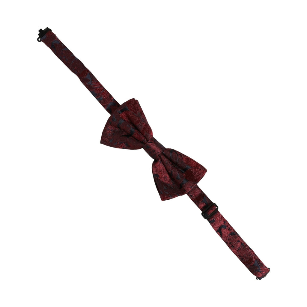 Dolce & Gabbana Men Maroon Paisley SIlk Adjustable Neck Papillon Bow Tie