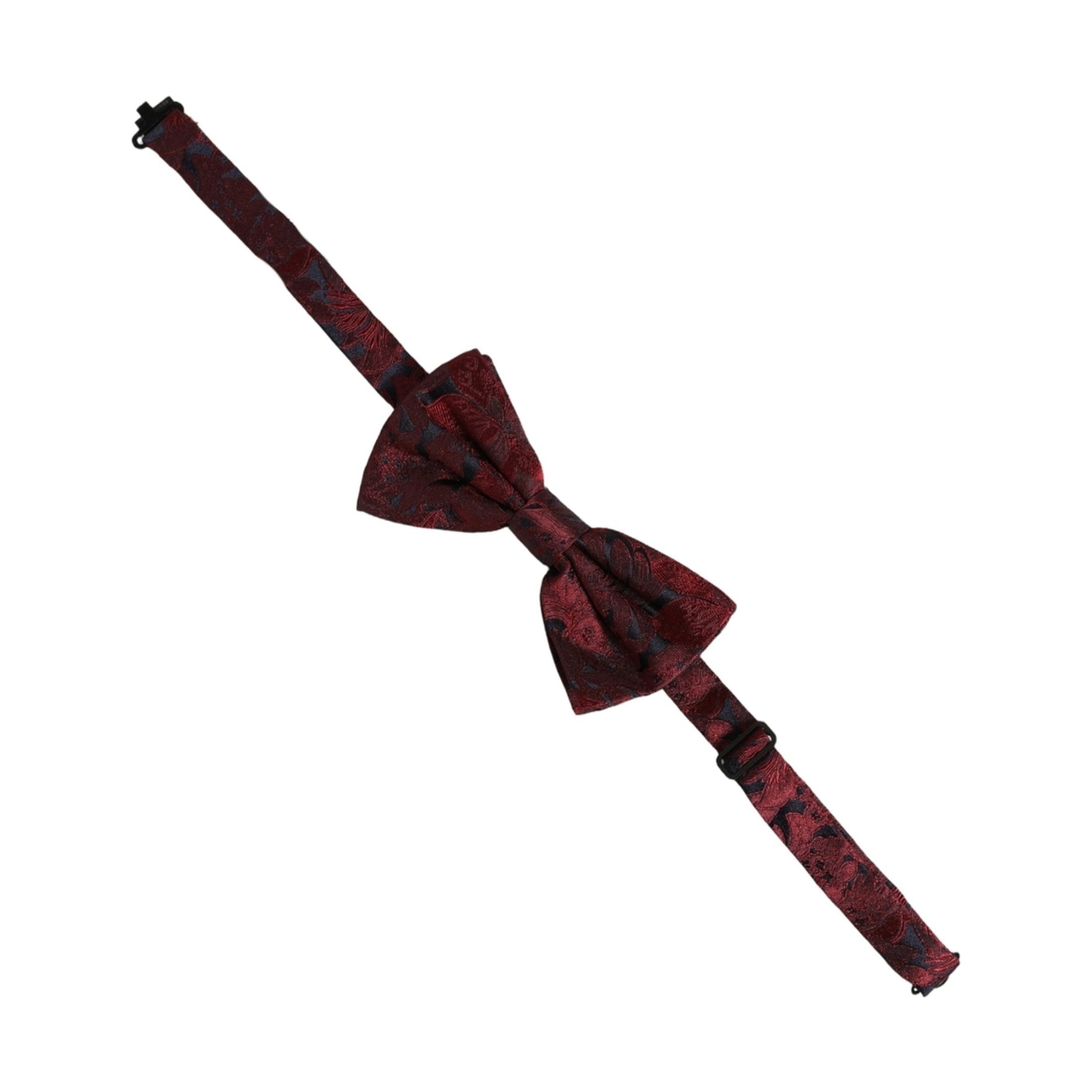 Dolce & Gabbana Men Maroon Paisley SIlk Adjustable Neck Papillon Bow Tie