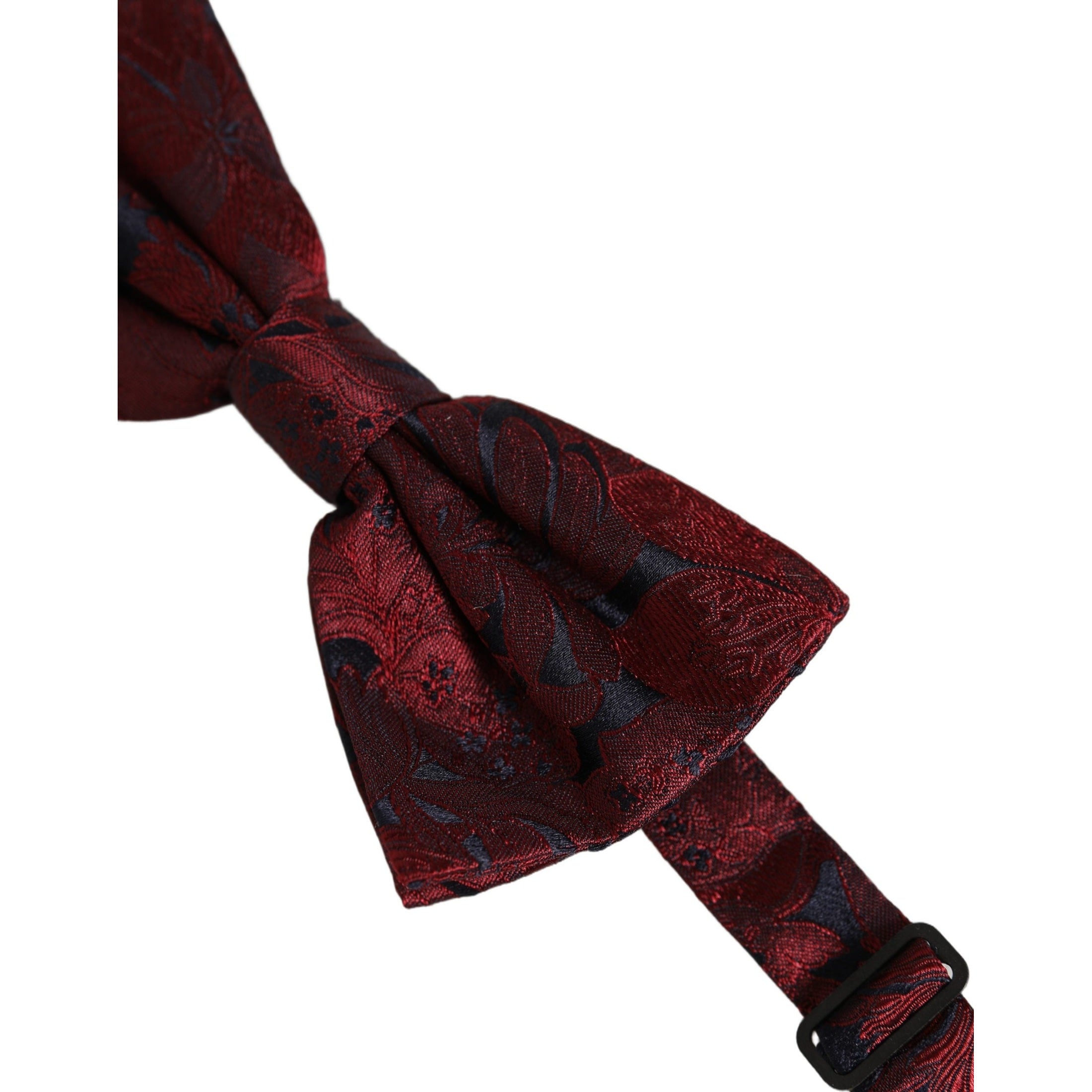 Dolce & Gabbana Men Maroon Paisley SIlk Adjustable Neck Papillon Bow Tie