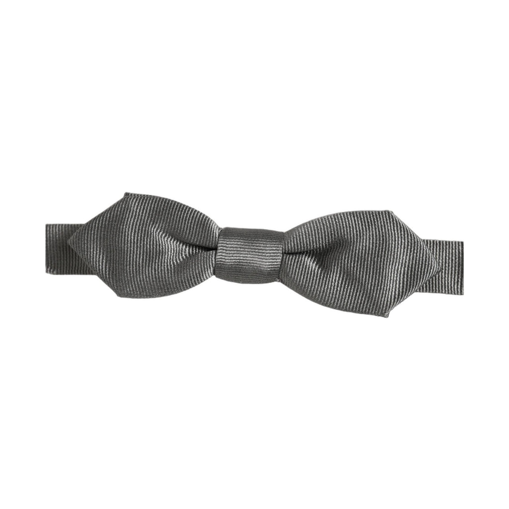 Dolce & Gabbana Men Gray 100% Silk Adjustable Neck Papillon Bow Tie