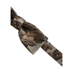 Dolce & Gabbana Men Brown Beige Floral Adjustable Neck Papillon Bow Tie