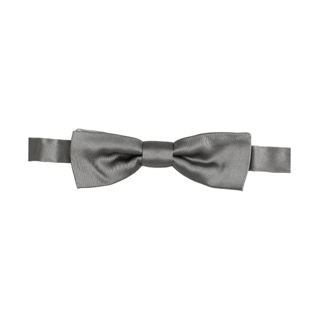 Dolce & Gabbana Men Gray 100% Silk Adjustable Neck Papillon Bow Tie