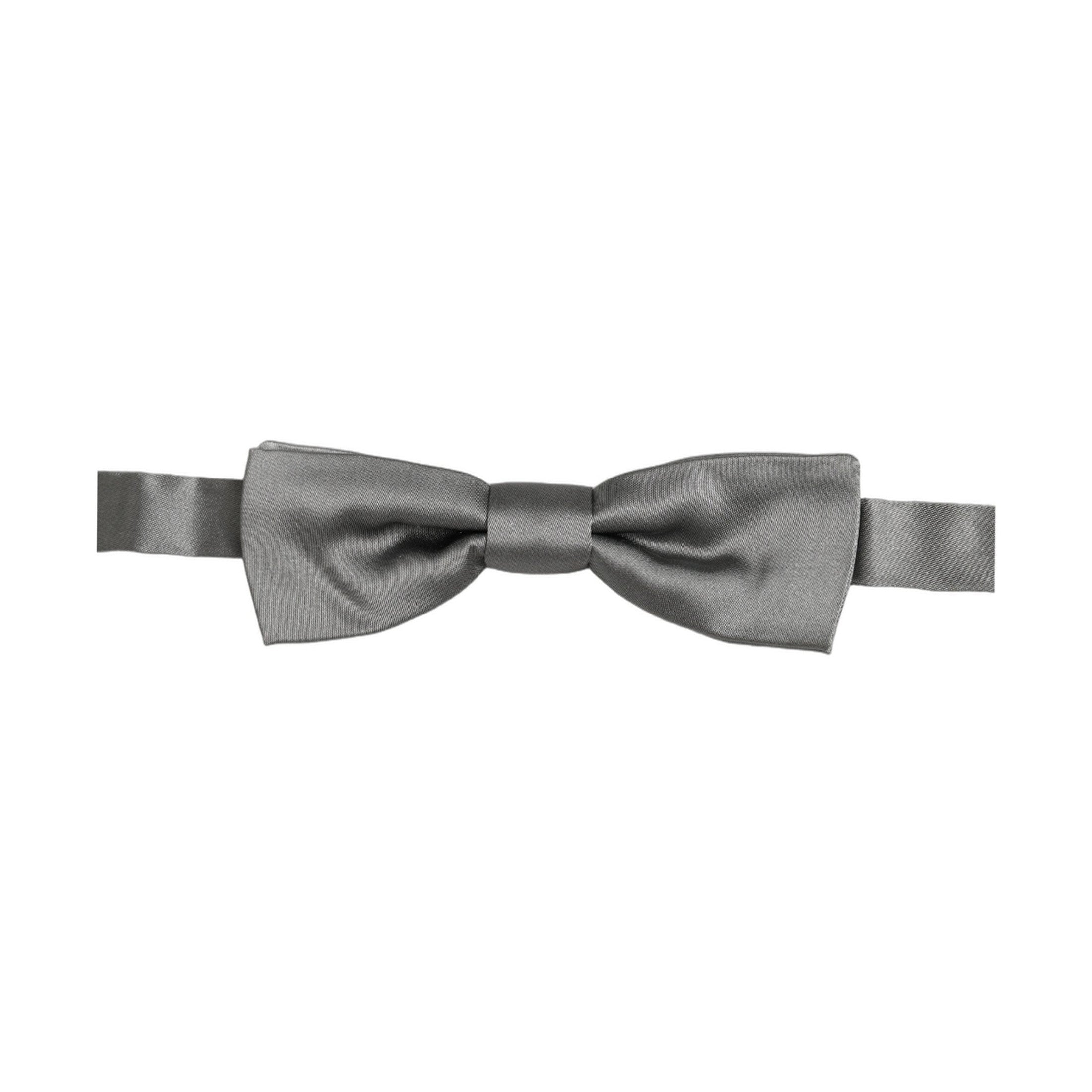 Dolce & Gabbana Men Gray 100% Silk Adjustable Neck Papillon Bow Tie