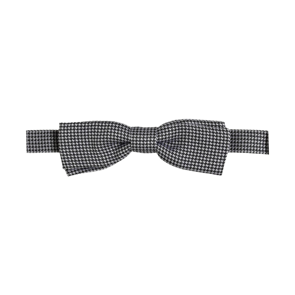 Dolce & Gabbana Black White Houndstooth Adjustable Neck Bow Tie