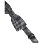 Dolce & Gabbana Black White Houndstooth Adjustable Neck Bow Tie