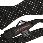Dolce & Gabbana Black White Polka Dot Adjustable Neck Papillon Bow Tie