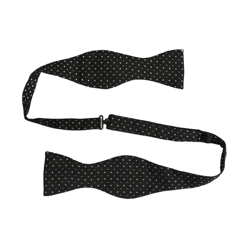 Dolce & Gabbana Black White Polka Dot Adjustable Neck Papillon Bow Tie