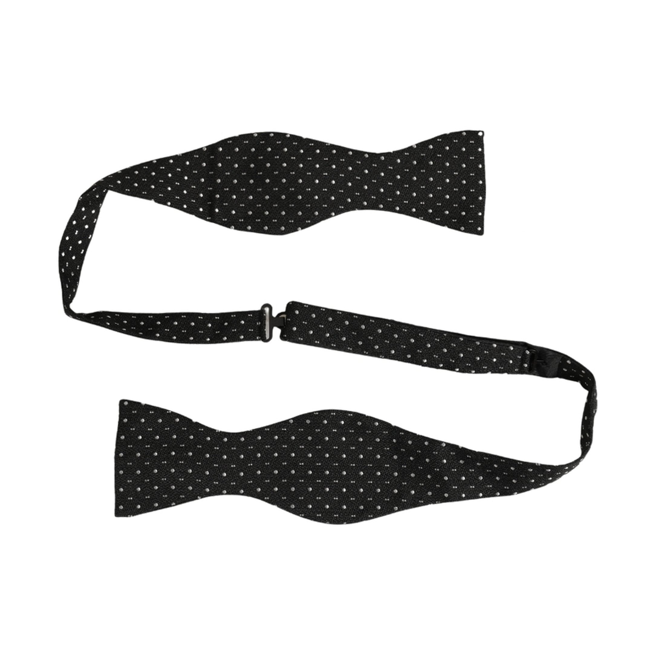 Dolce & Gabbana Black White Polka Dot Adjustable Neck Papillon Bow Tie