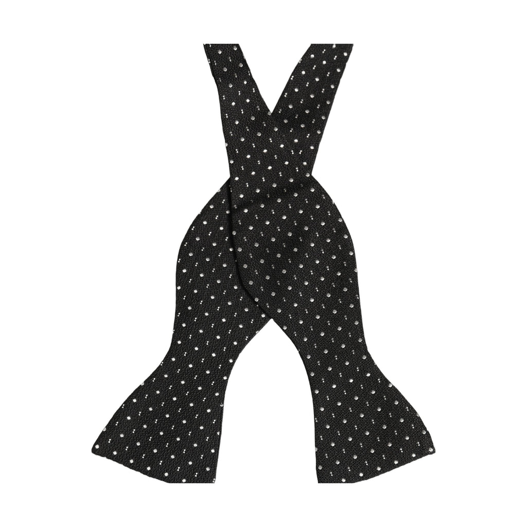 Dolce & Gabbana Black White Polka Dot Adjustable Neck Papillon Bow Tie
