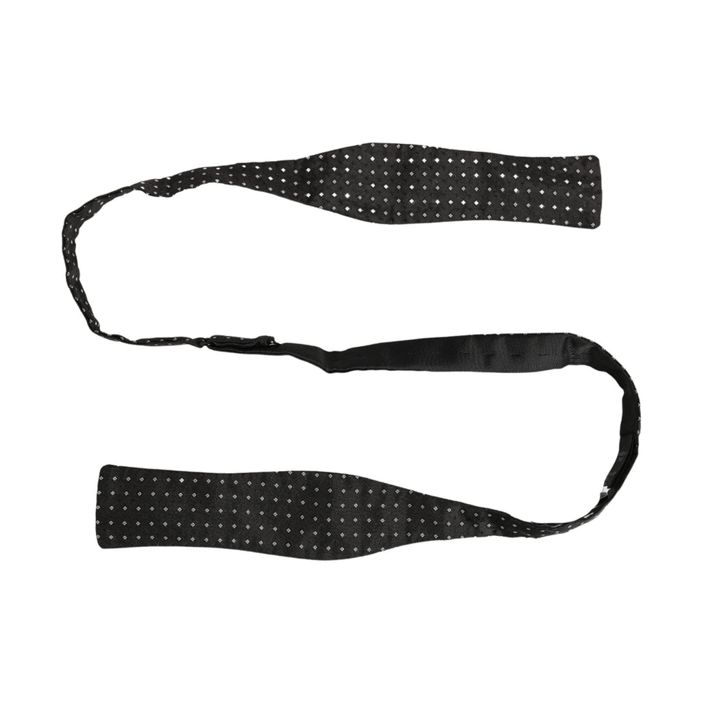 Dolce & Gabbana Black White Polka Dot Adjustable Neck Papillon Bow Tie