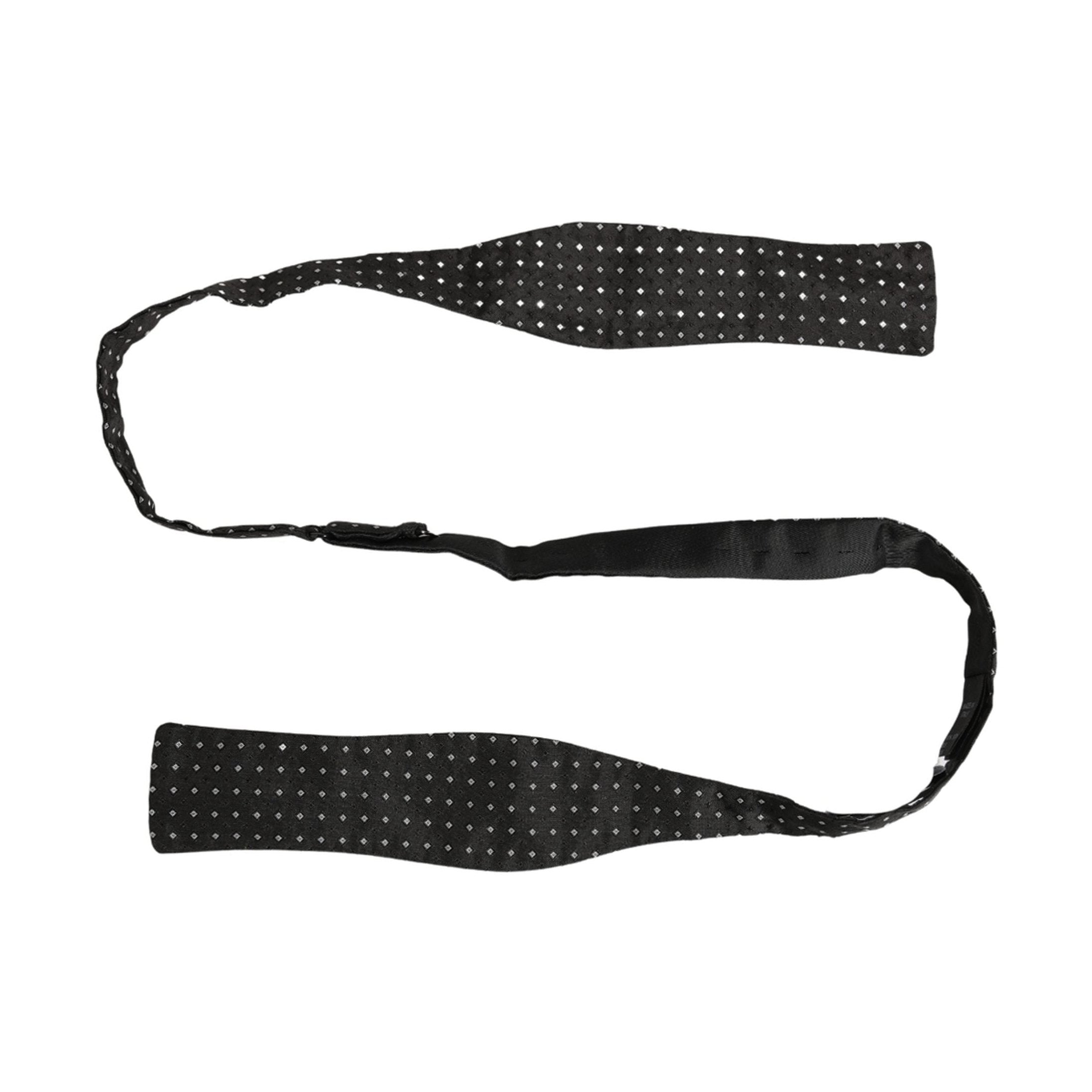 Dolce & Gabbana Black White Polka Dot Adjustable Neck Papillon Bow Tie