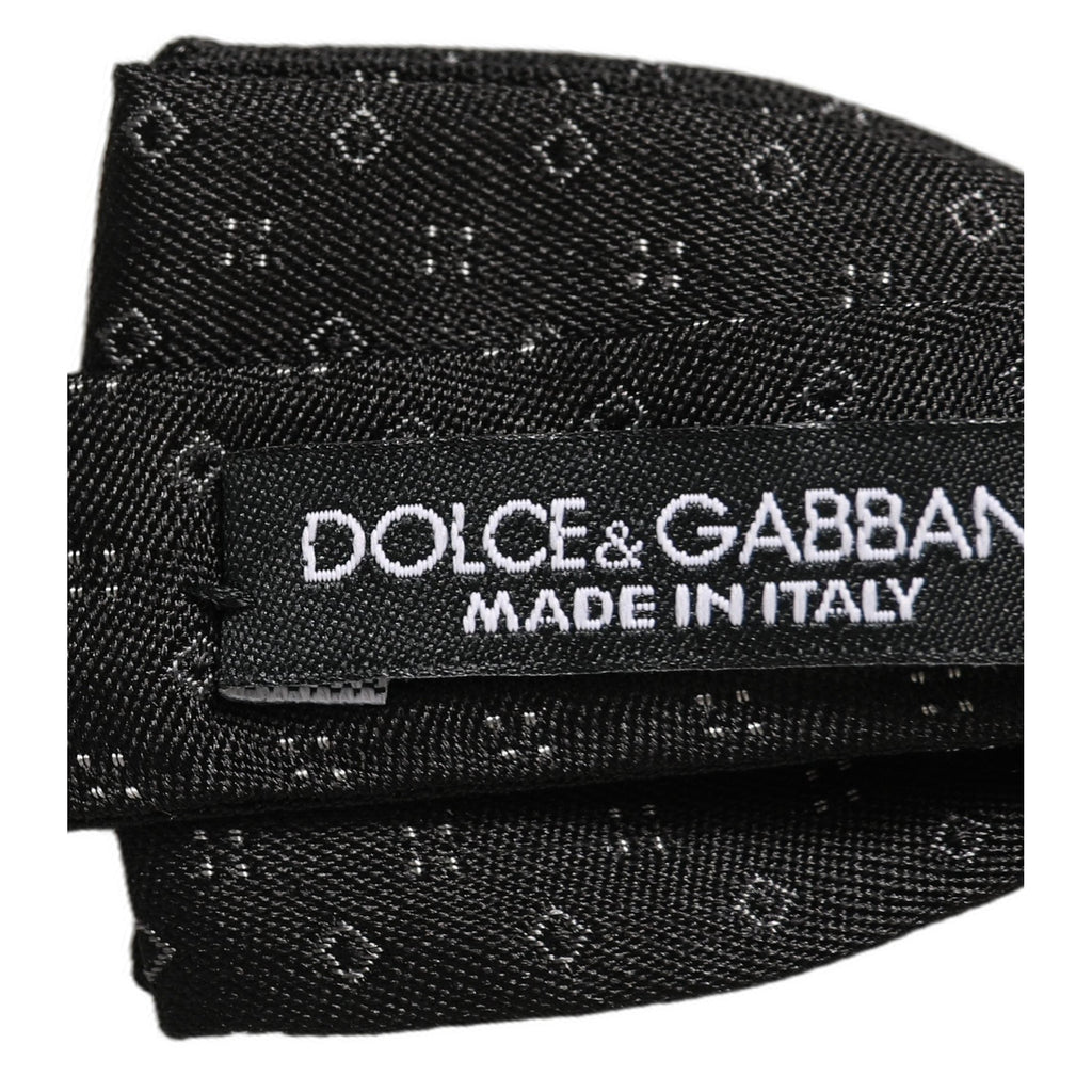 Dolce & Gabbana Black Diamond Pattern Adjustable Neck Papillon Bow Tie