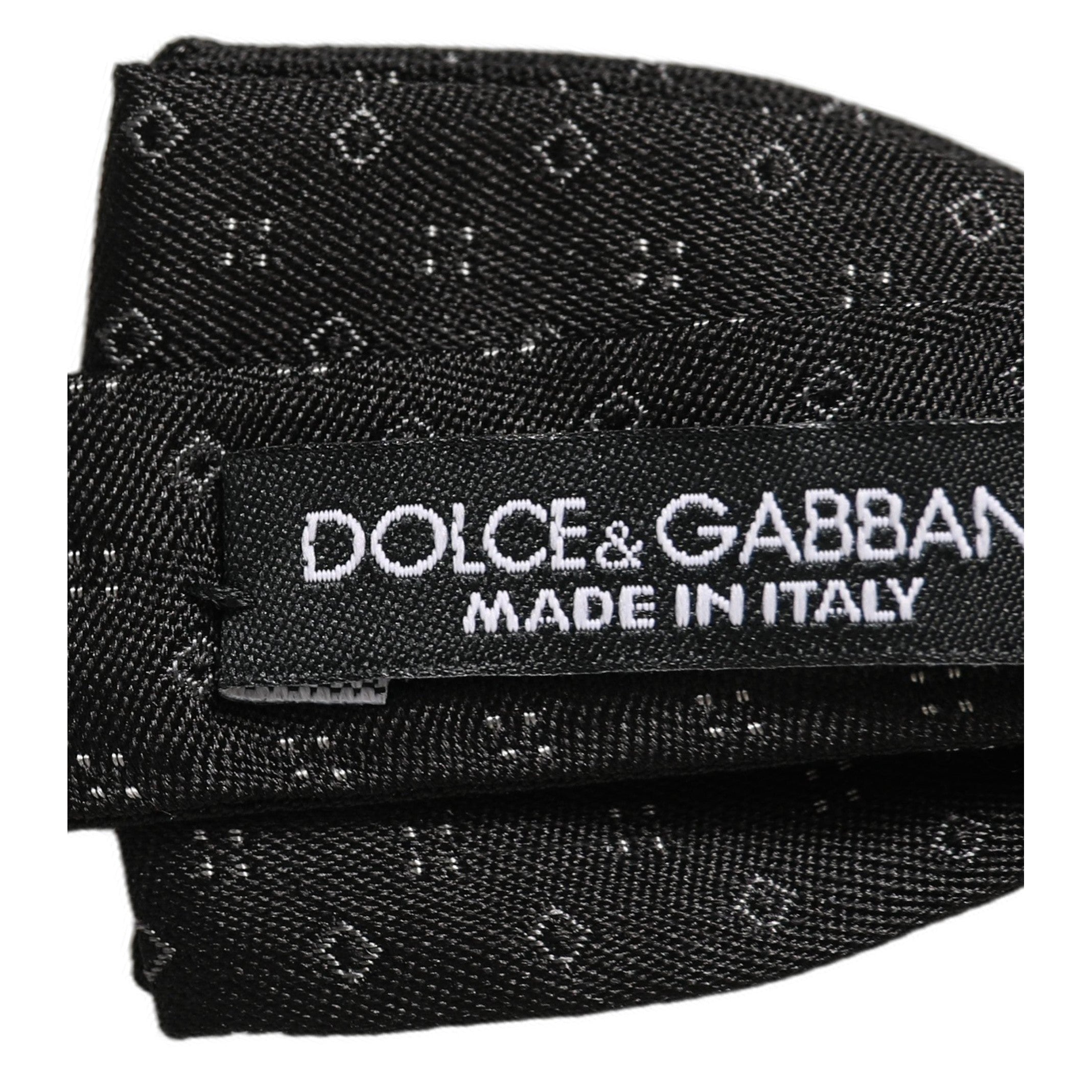 Dolce & Gabbana Black Diamond Pattern Adjustable Neck Papillon Bow Tie