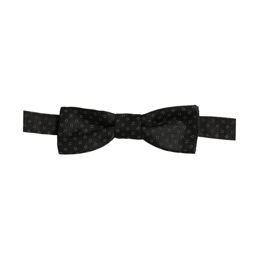 Dolce & Gabbana Black Diamond Pattern Adjustable Neck Papillon Bow Tie