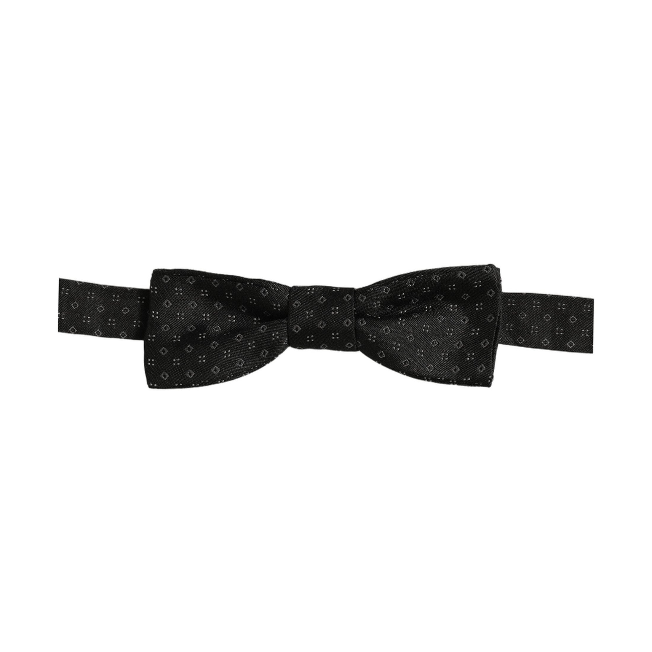 Dolce & Gabbana Black Diamond Pattern Adjustable Neck Papillon Bow Tie