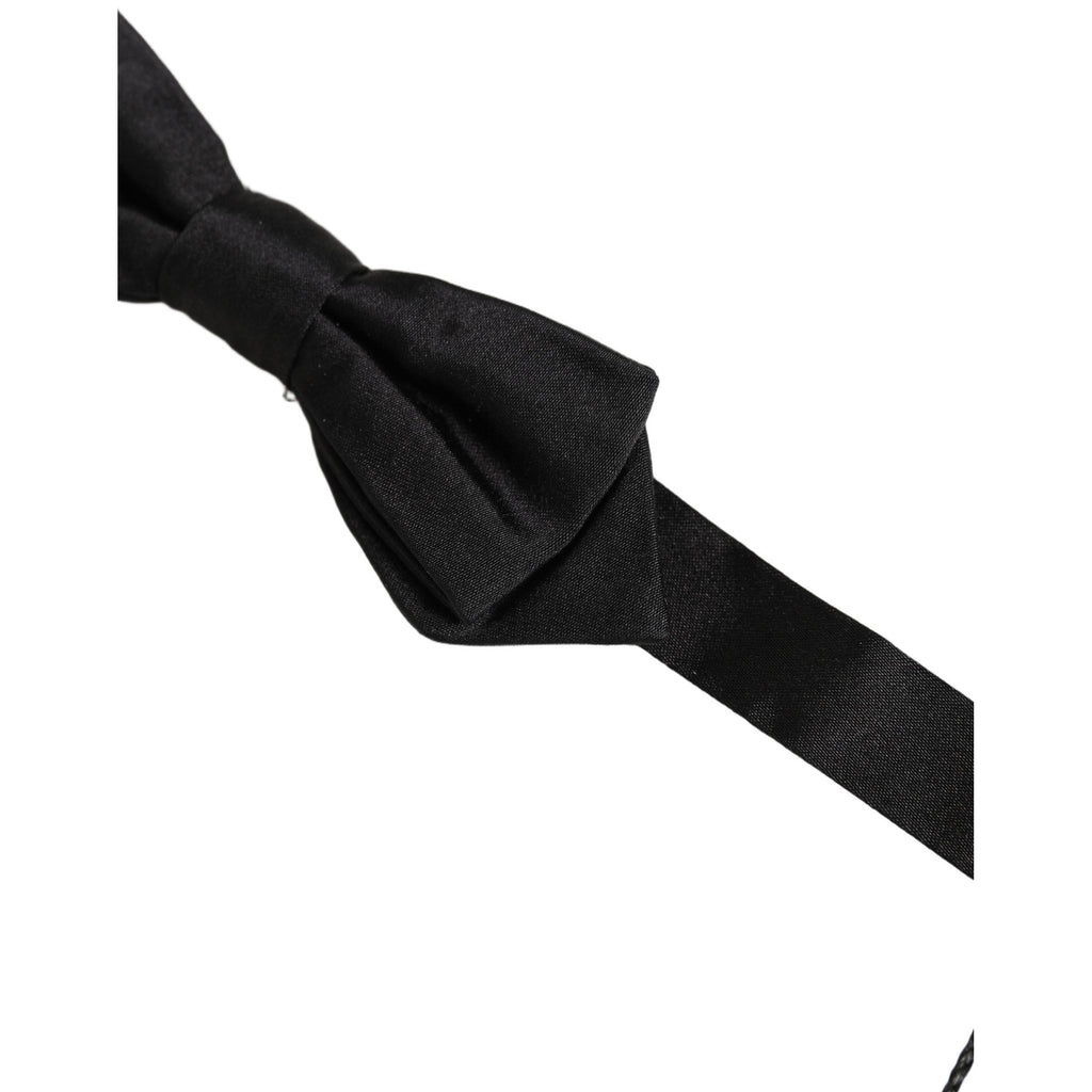 Dolce & Gabbana Men Black 100% Silk Adjustable Neck Papillon Bow Tie