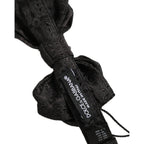 Dolce & Gabbana Men Black Paisley Silk Adjustable Neck Papillon Bow Tie