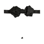 Dolce & Gabbana Men Black Paisley Silk Adjustable Neck Papillon Bow Tie