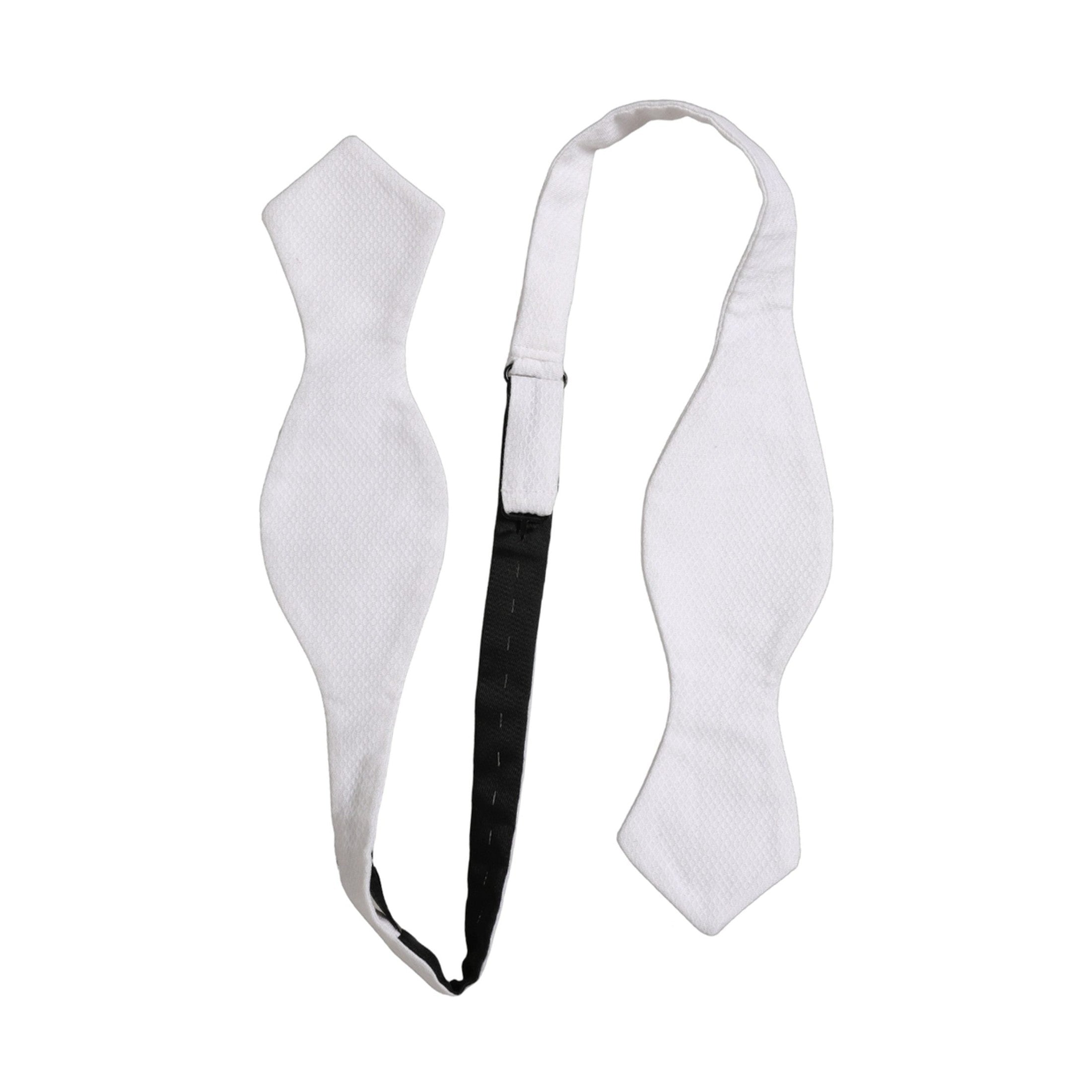 Dolce & Gabbana Men White 100% Silk Adjustable Neck Papillon Bow Tie