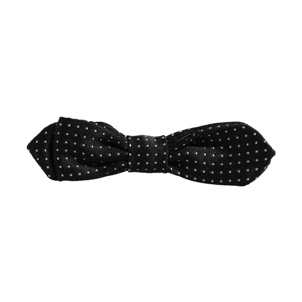Dolce & Gabbana Black White Polka Dot Adjustable Neck Papillon Bow Tie
