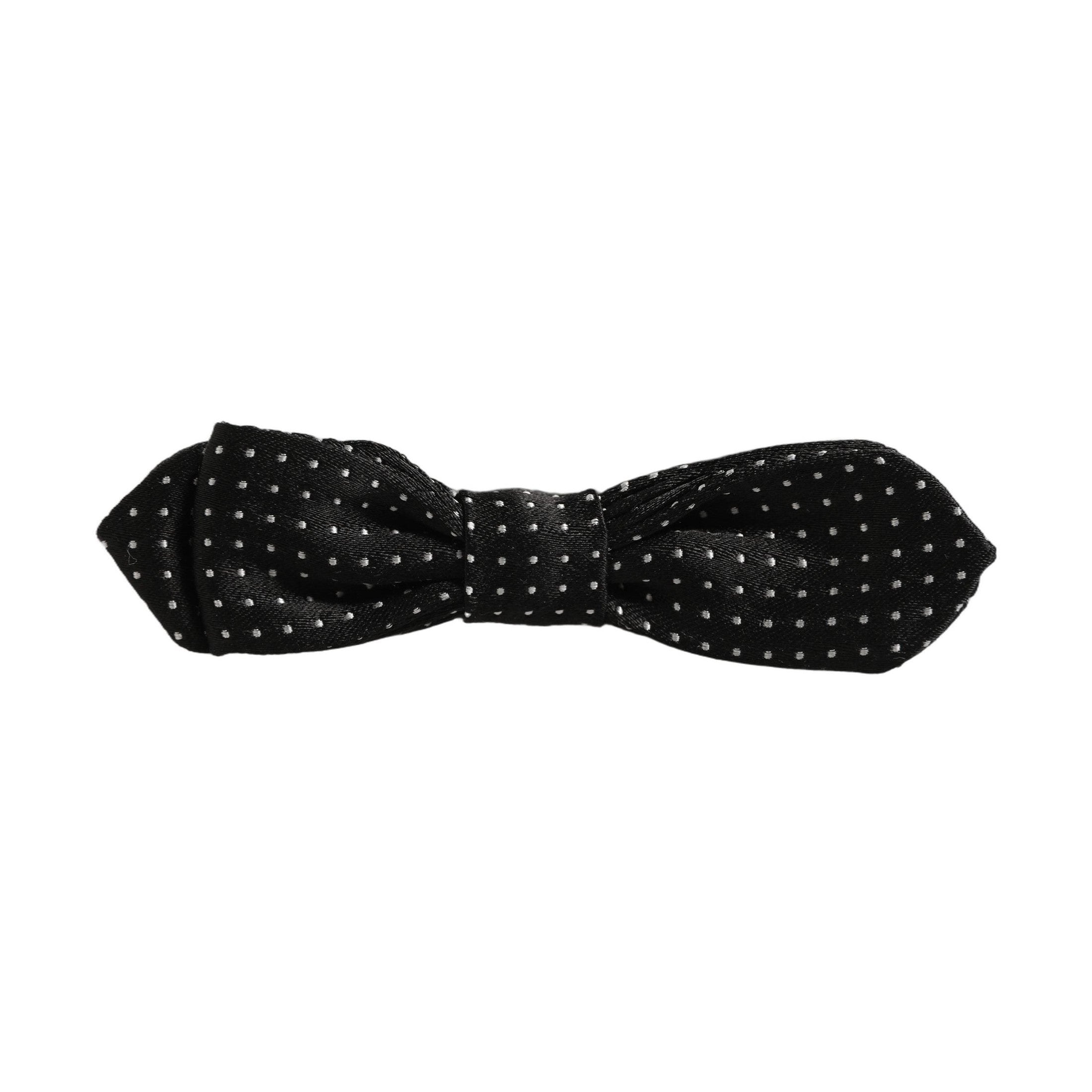 Dolce & Gabbana Black White Polka Dot Adjustable Neck Papillon Bow Tie