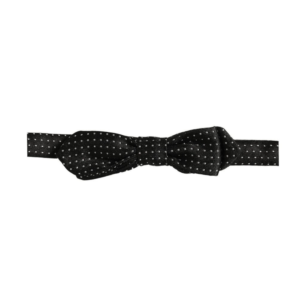 Dolce & Gabbana Black White Polka Dot Adjustable Neck Papillon Bow Tie