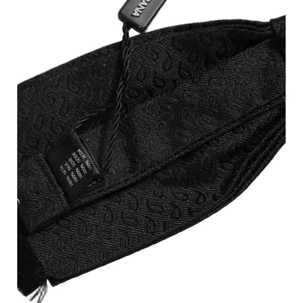 Dolce & Gabbana Men Black 100% SIlk Adjustable Neck Papillon Bow Tie