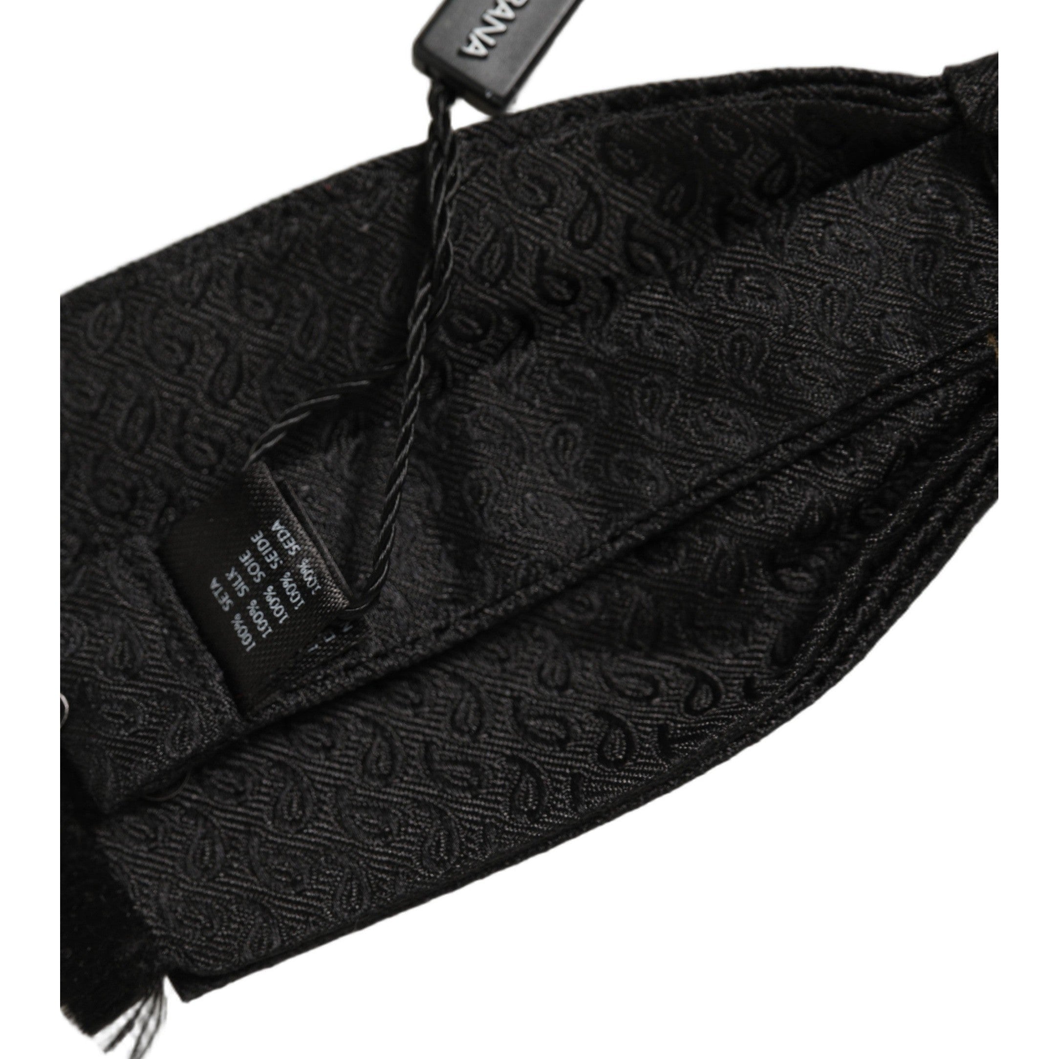 Dolce & Gabbana Men Black 100% SIlk Adjustable Neck Papillon Bow Tie