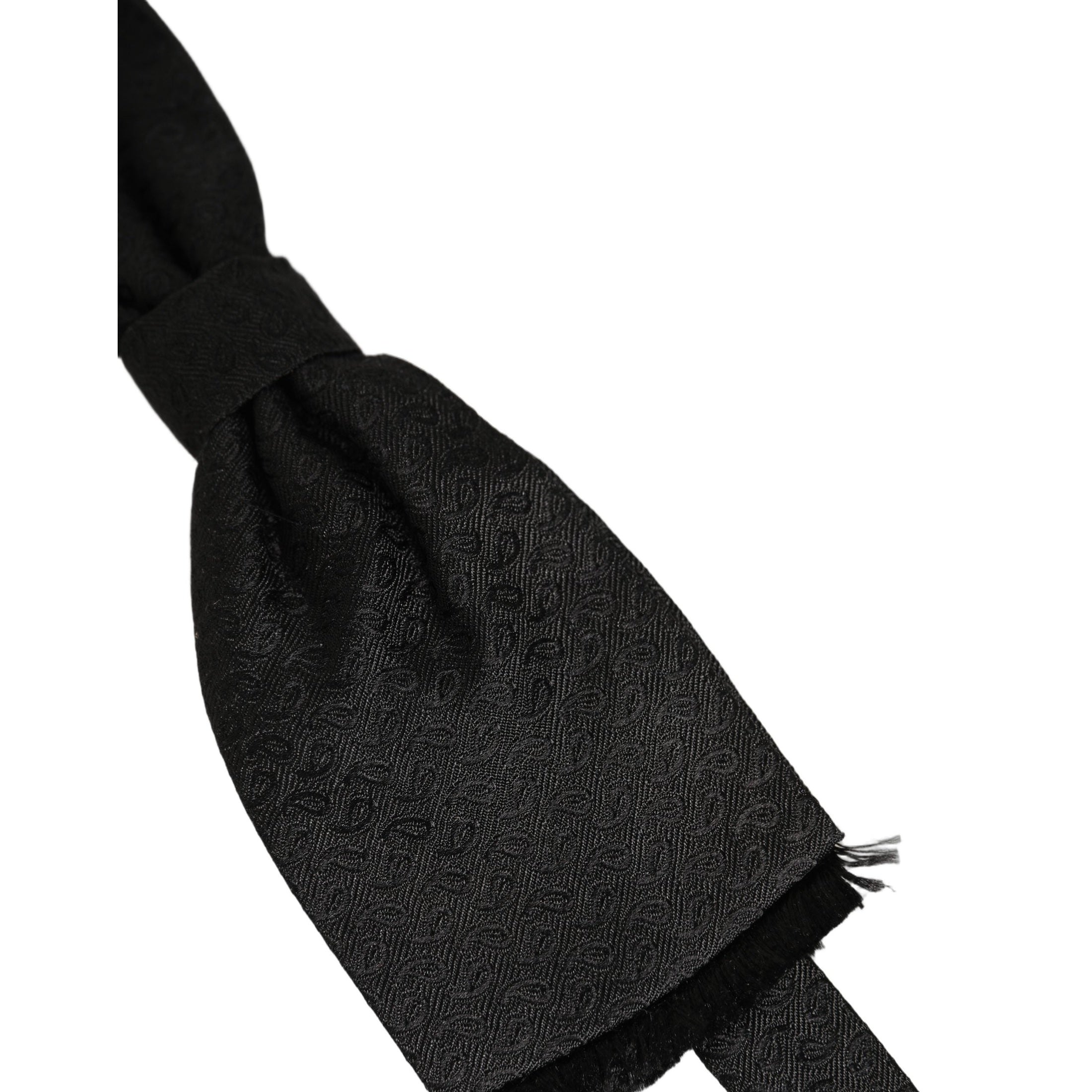 Dolce & Gabbana Men Black 100% SIlk Adjustable Neck Papillon Bow Tie