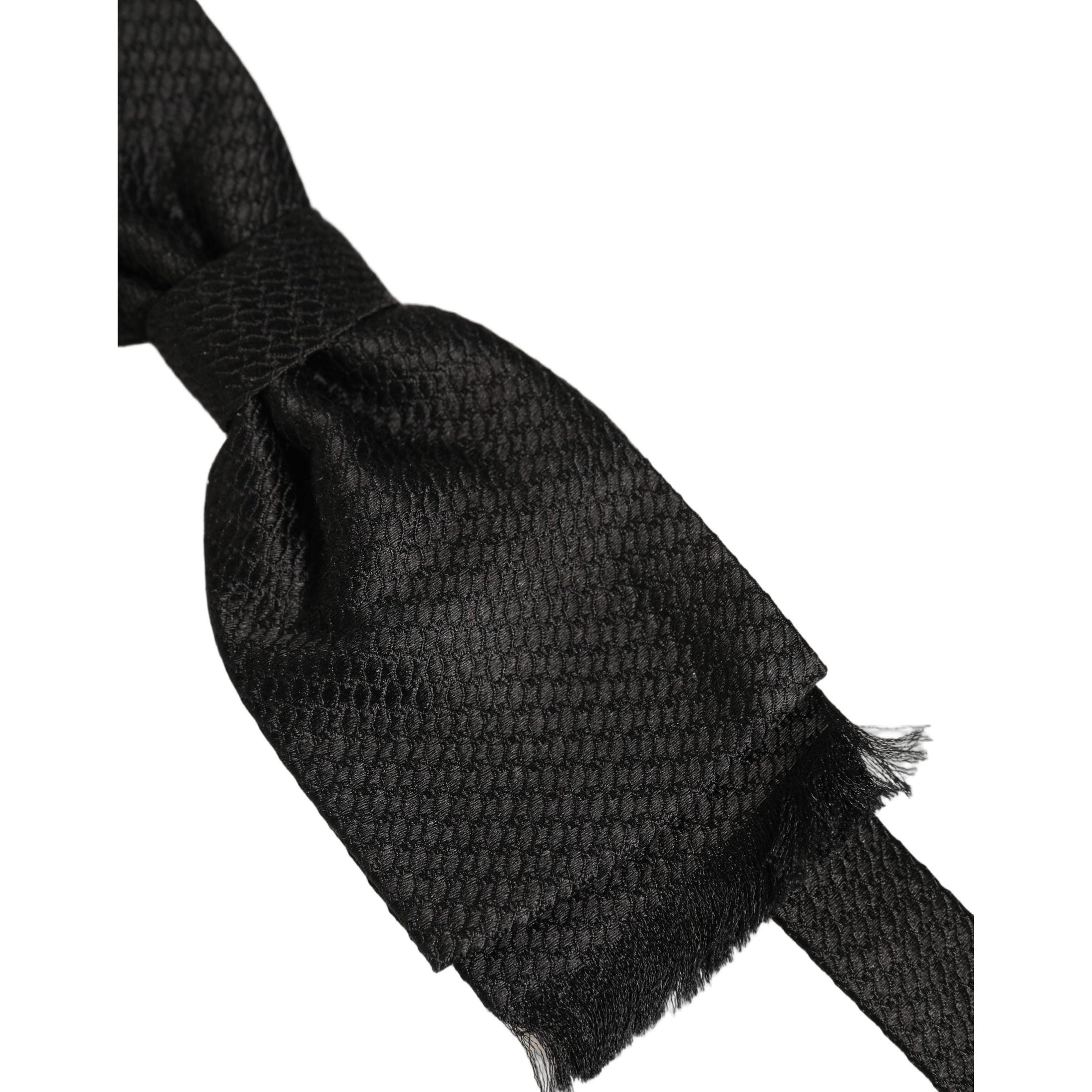 Dolce & Gabbana Men Black 100% SIlk Adjustable Neck Papillon Bow Tie