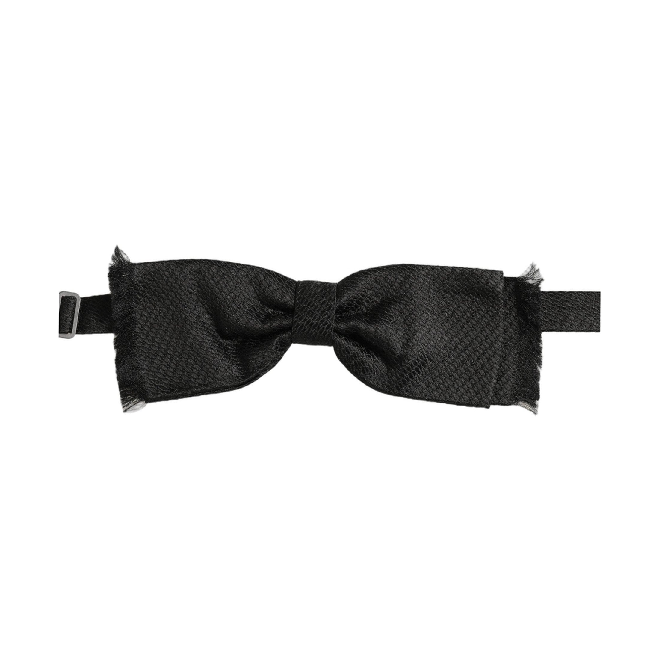 Dolce & Gabbana Men Black 100% SIlk Adjustable Neck Papillon Bow Tie