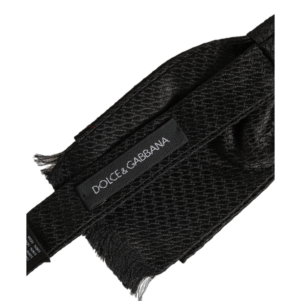 Dolce & Gabbana Men Black 100% SIlk Adjustable Neck Papillon Bow Tie