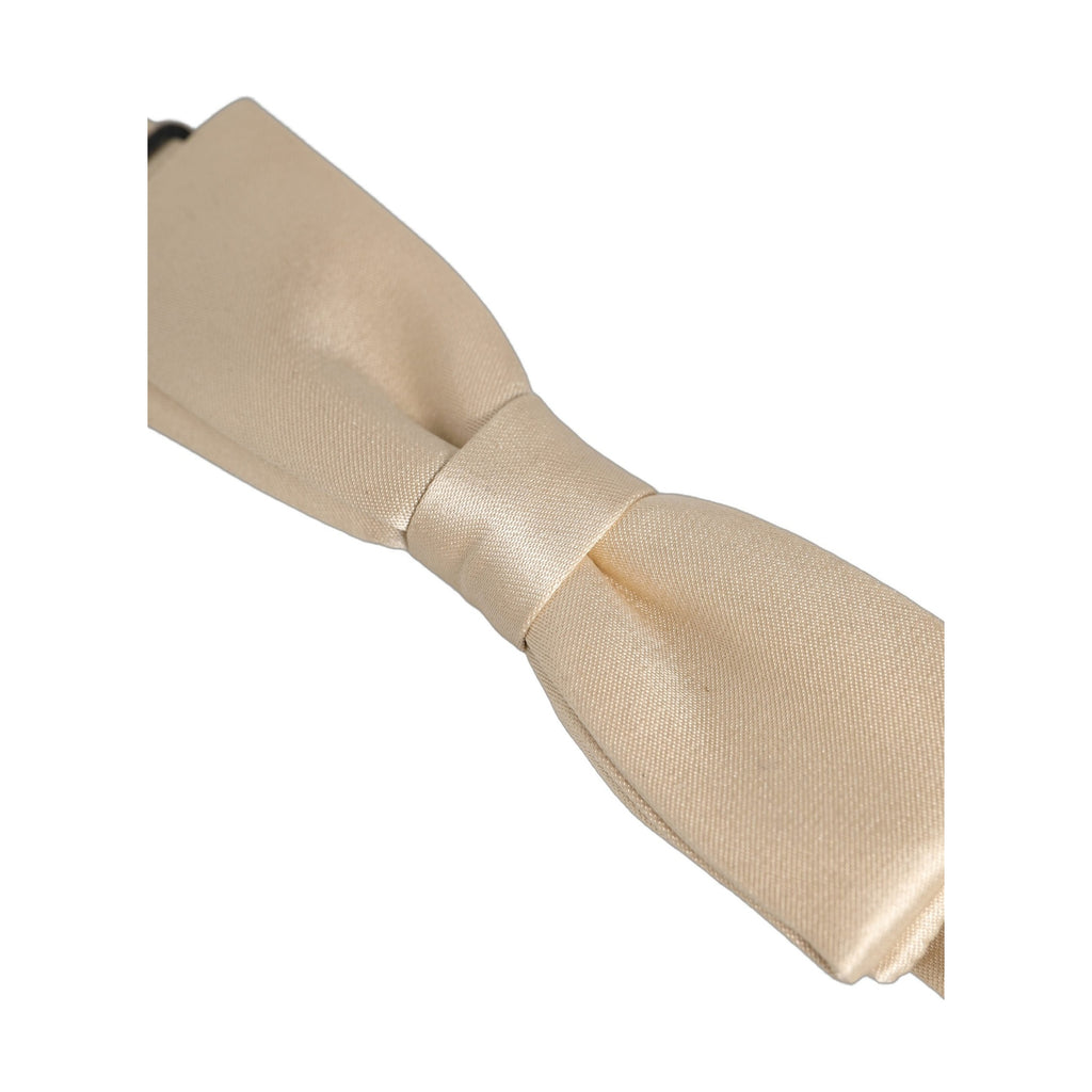 Dolce & Gabbana Men Beige 100% Silk Adjustable Neck Papillon Bow Tie