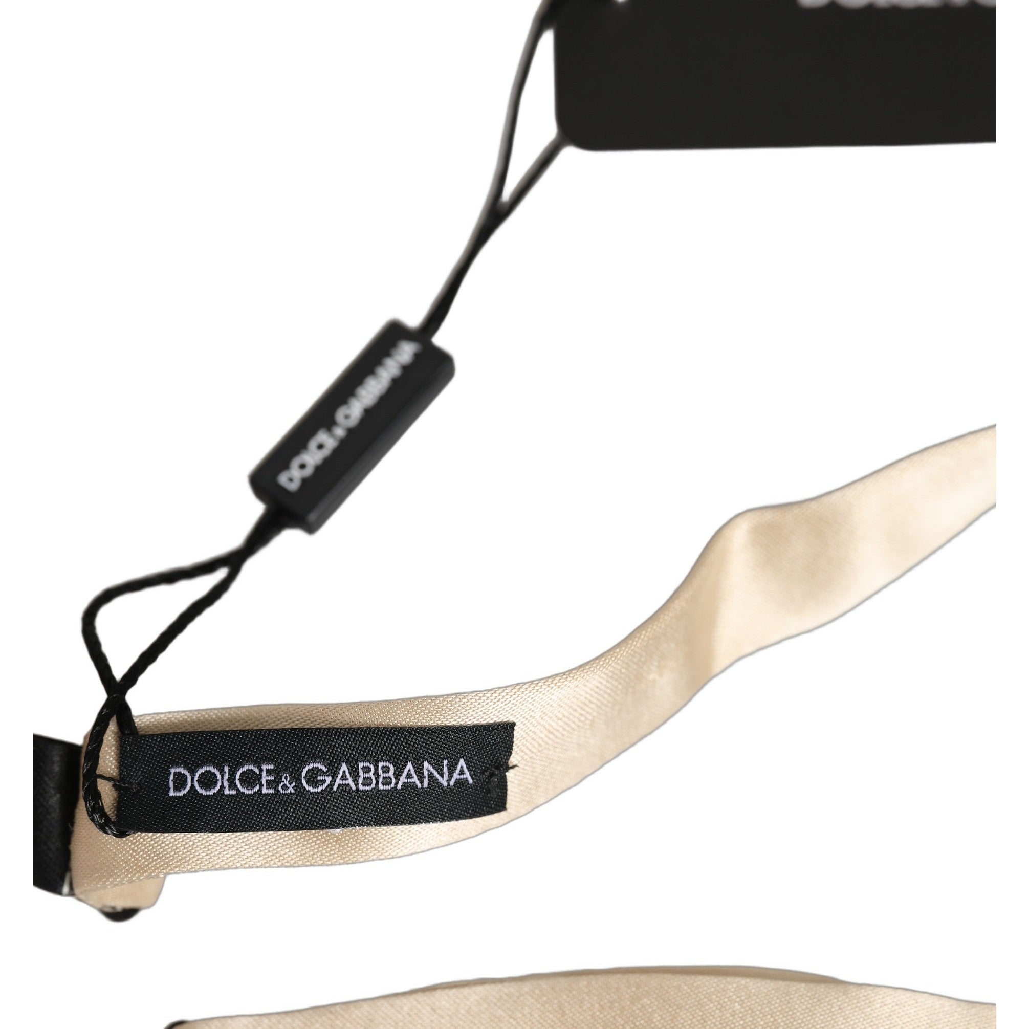 Dolce & Gabbana Men Beige 100% Silk Adjustable Neck Papillon Bow Tie