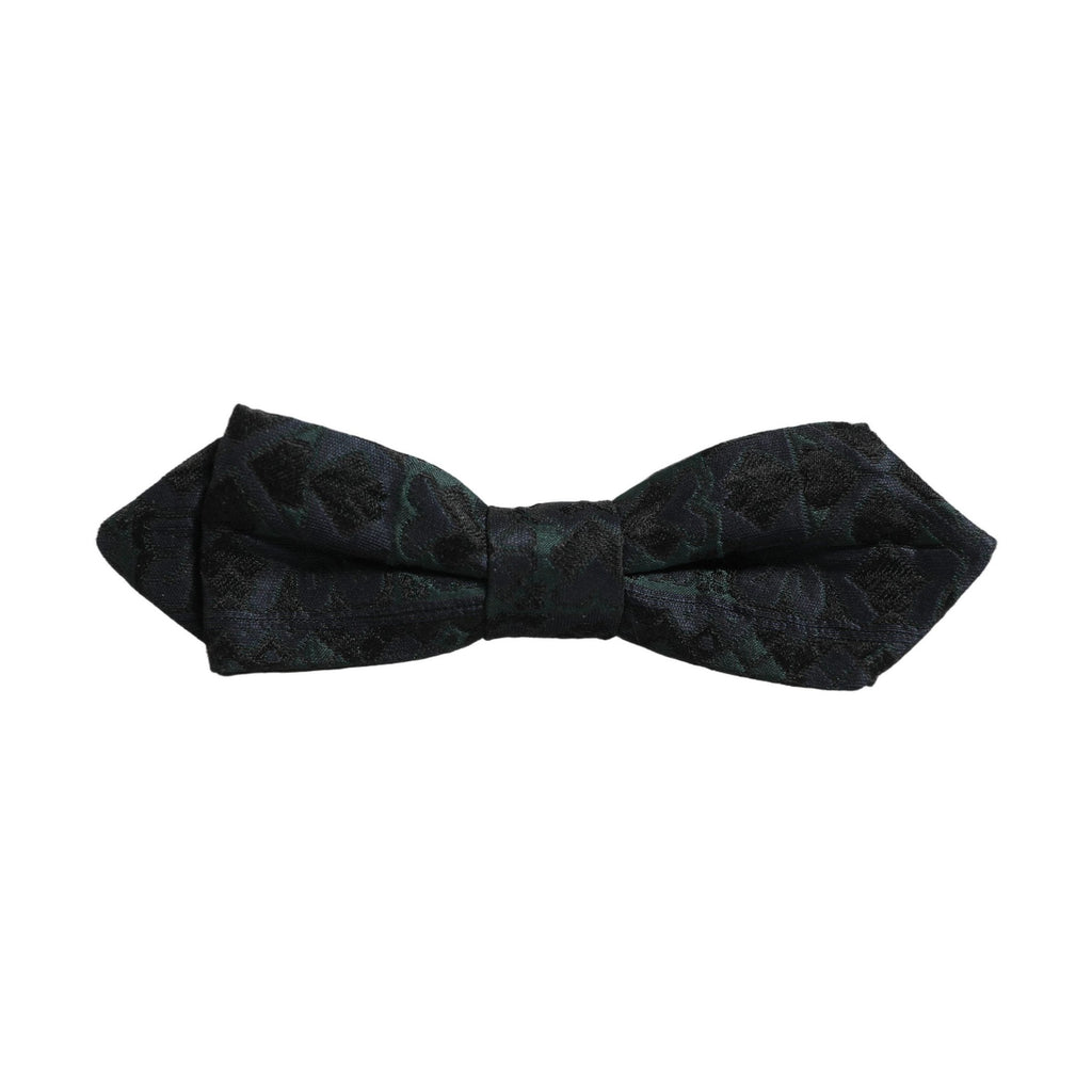 Dolce & Gabbana Men Black Green Paisley Adjustable Neck Papillon Bow Tie