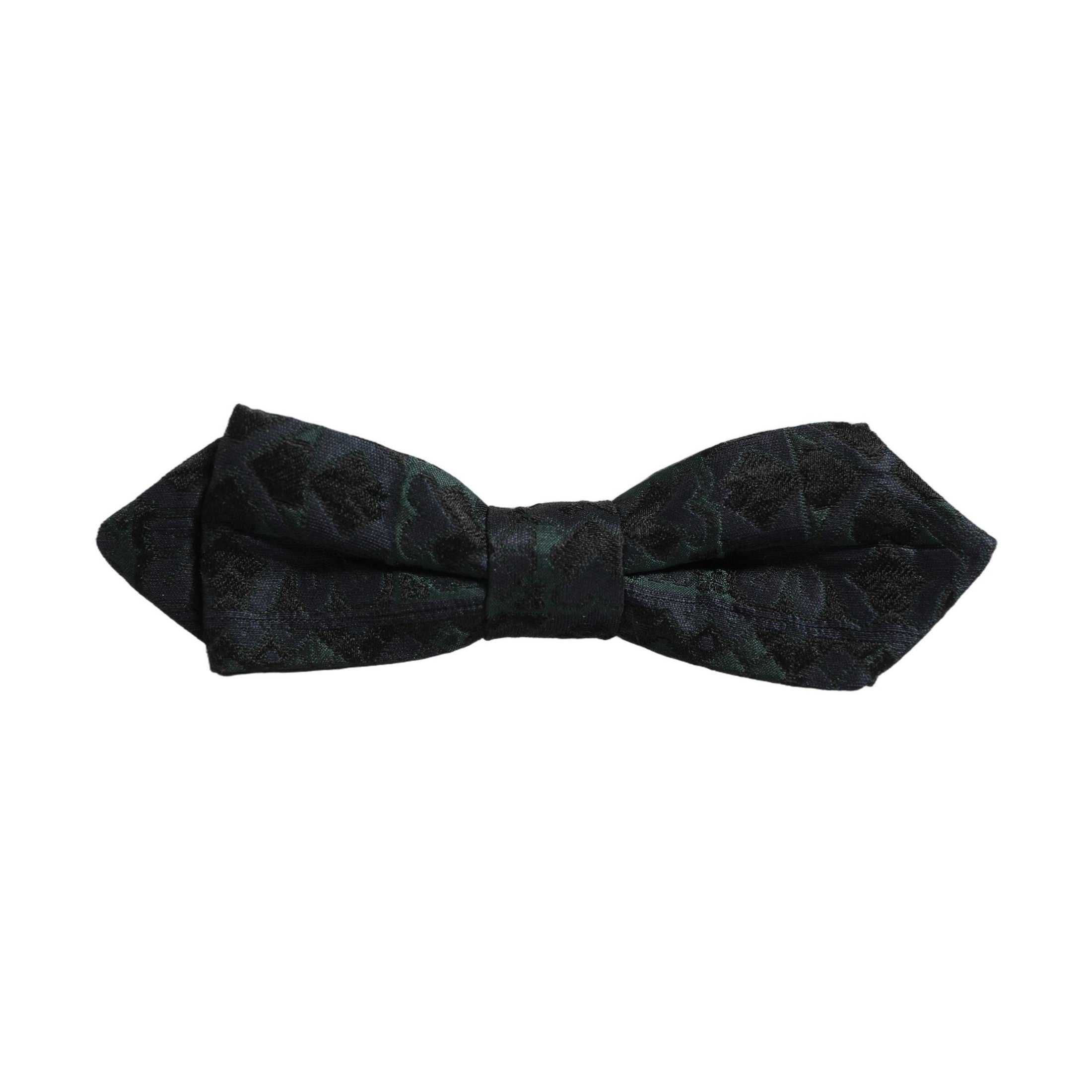 Dolce & Gabbana Men Black Green Paisley Adjustable Neck Papillon Bow Tie