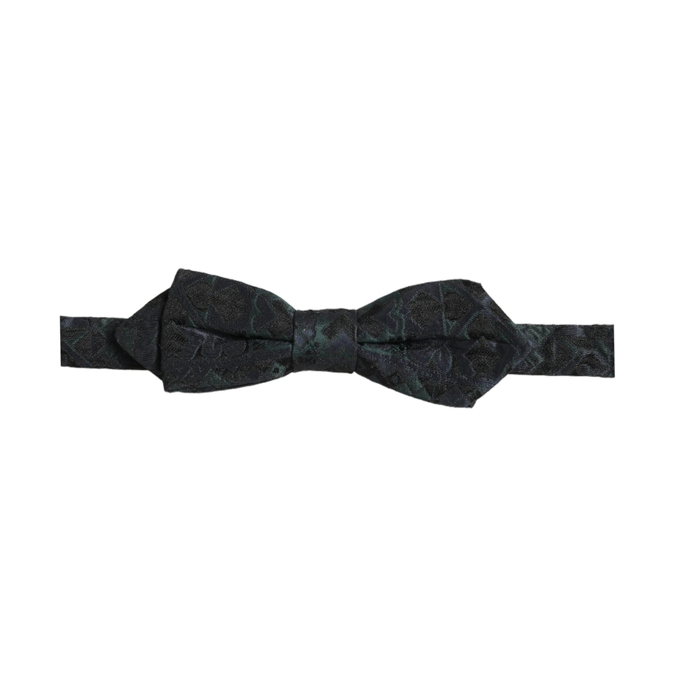 Dolce & Gabbana Men Black Green Paisley Adjustable Neck Papillon Bow Tie