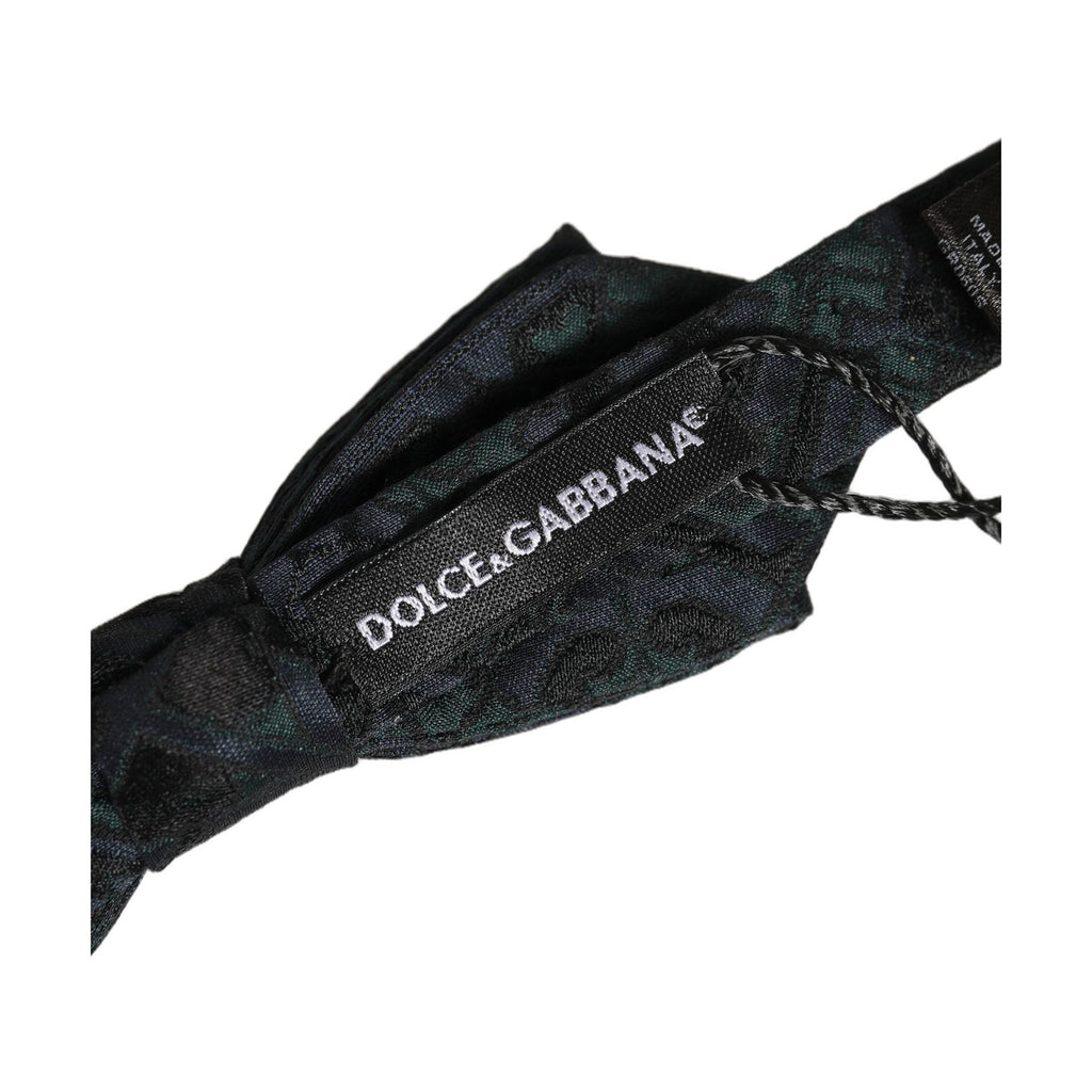 Dolce & Gabbana Men Black Green Paisley Adjustable Neck Papillon Bow Tie