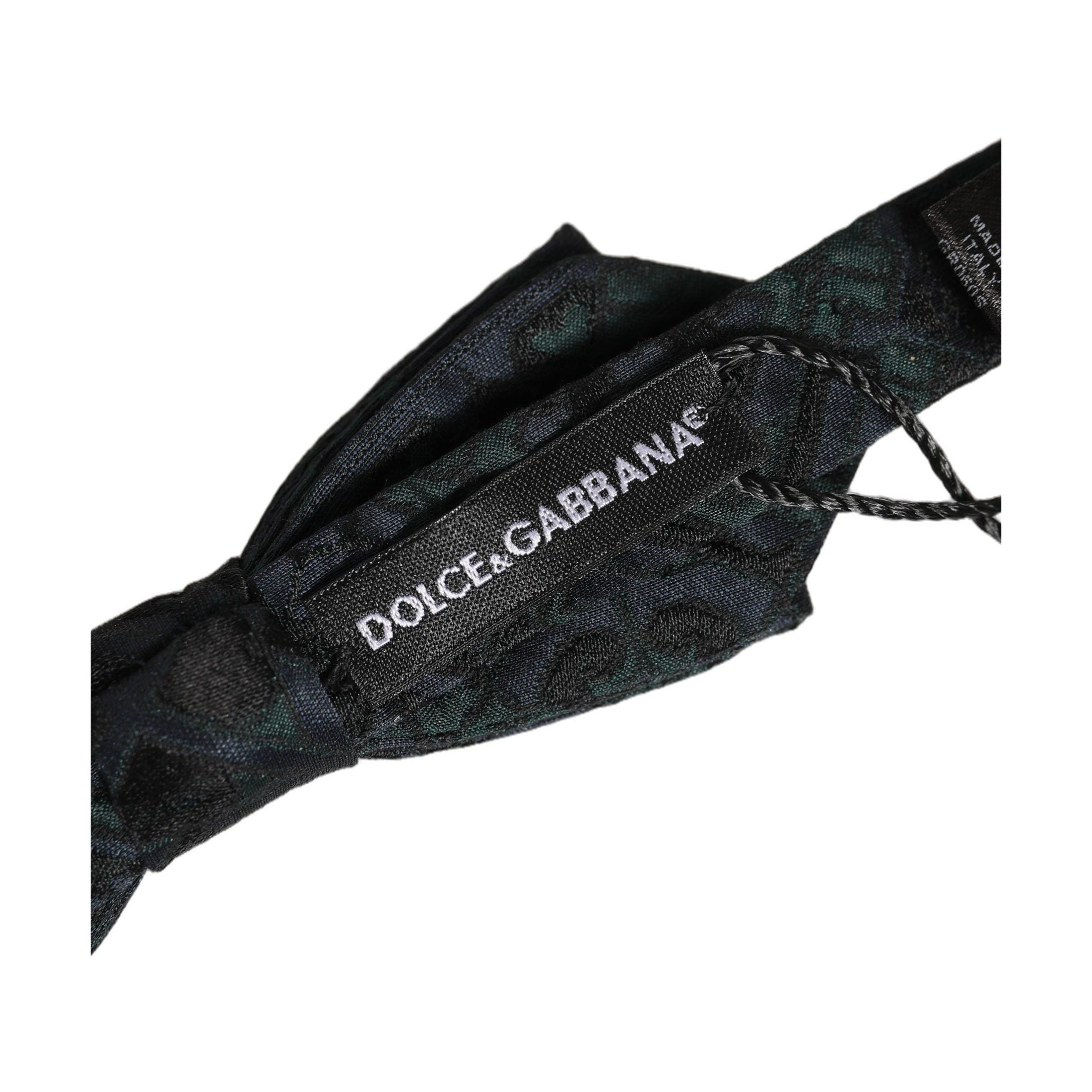 Dolce & Gabbana Men Black Green Paisley Adjustable Neck Papillon Bow Tie