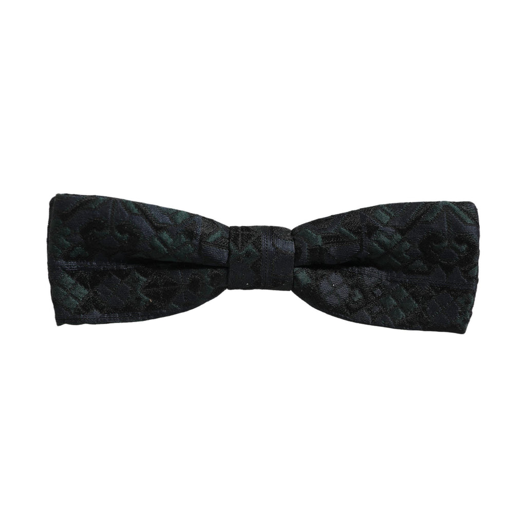 Dolce & Gabbana Men Black Green Paisley Adjustable Neck Papillon Bow Tie