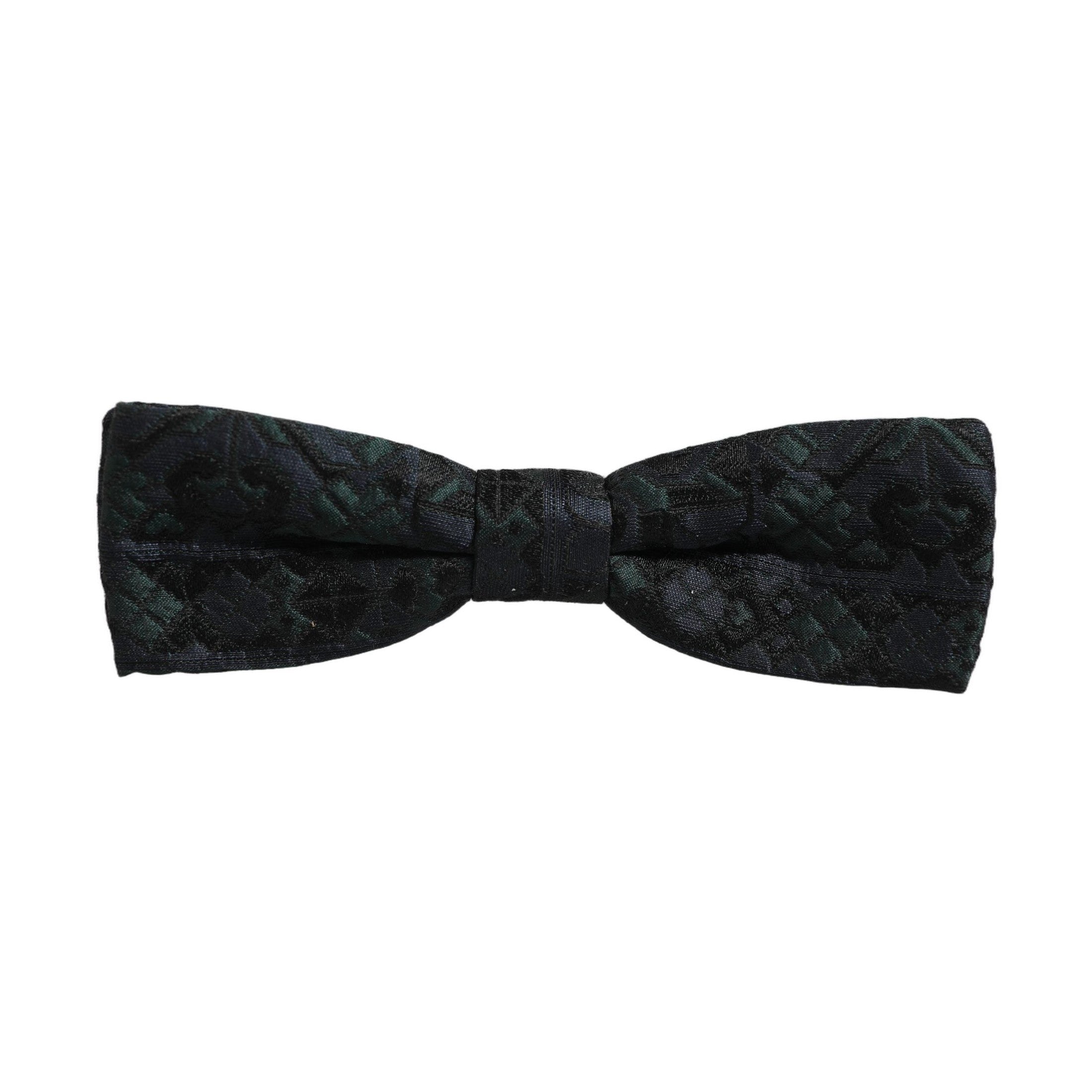 Dolce & Gabbana Men Black Green Paisley Adjustable Neck Papillon Bow Tie