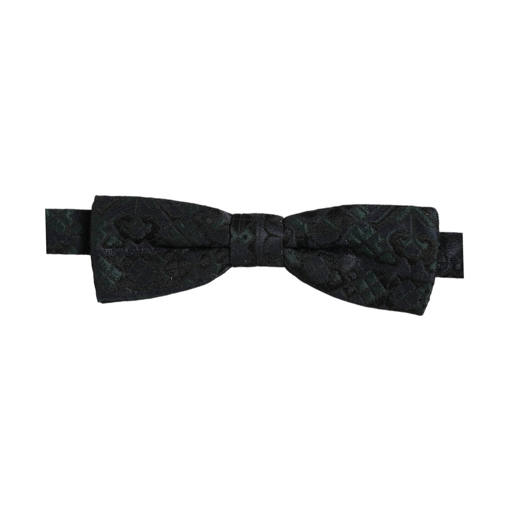 Dolce & Gabbana Men Black Green Paisley Adjustable Neck Papillon Bow Tie