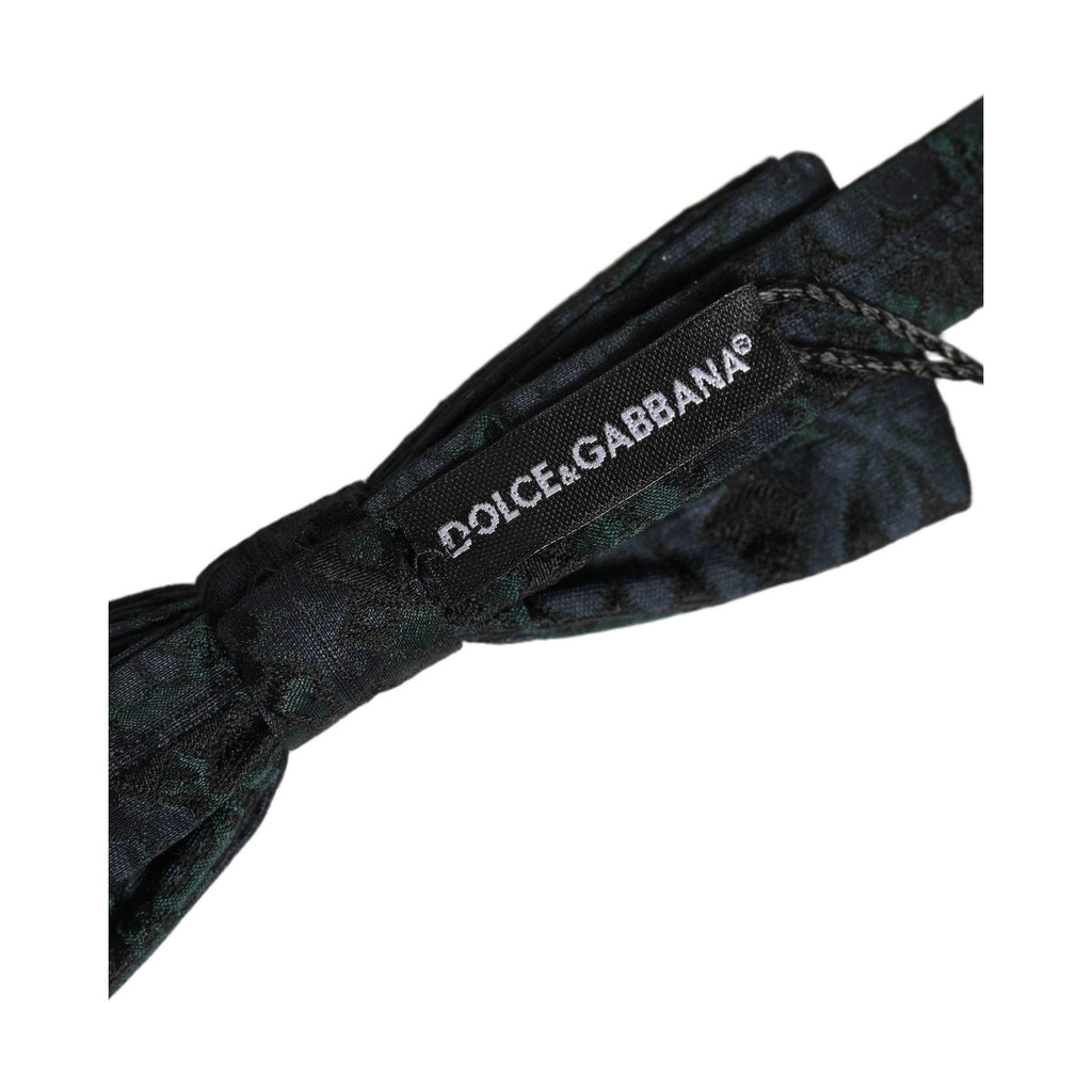 Dolce & Gabbana Men Black Green Paisley Adjustable Neck Papillon Bow Tie