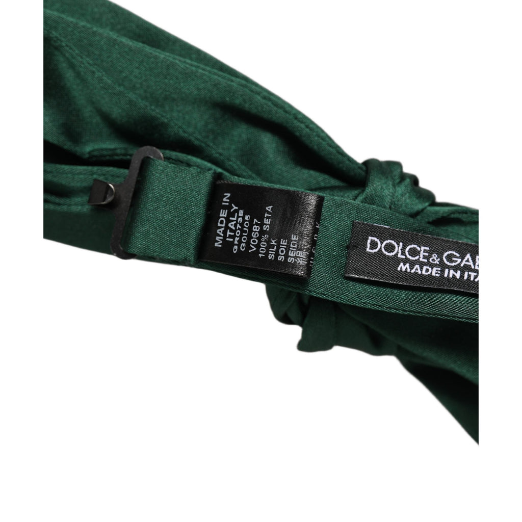 Dolce & Gabbana Men Dark Green Silk Adjustable Neck Papillon Bow Tie