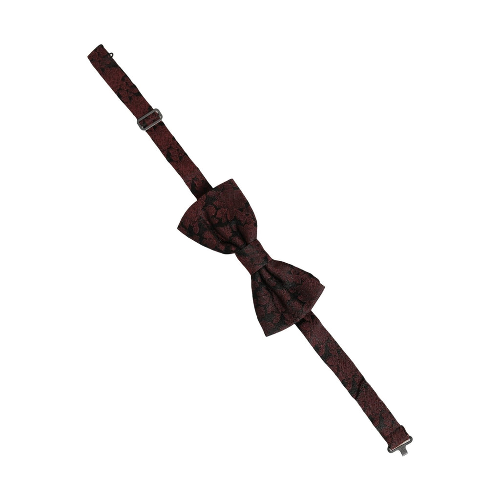 Dolce & Gabbana Men Maroon Floral Silk Adjustable Neck Bow Tie