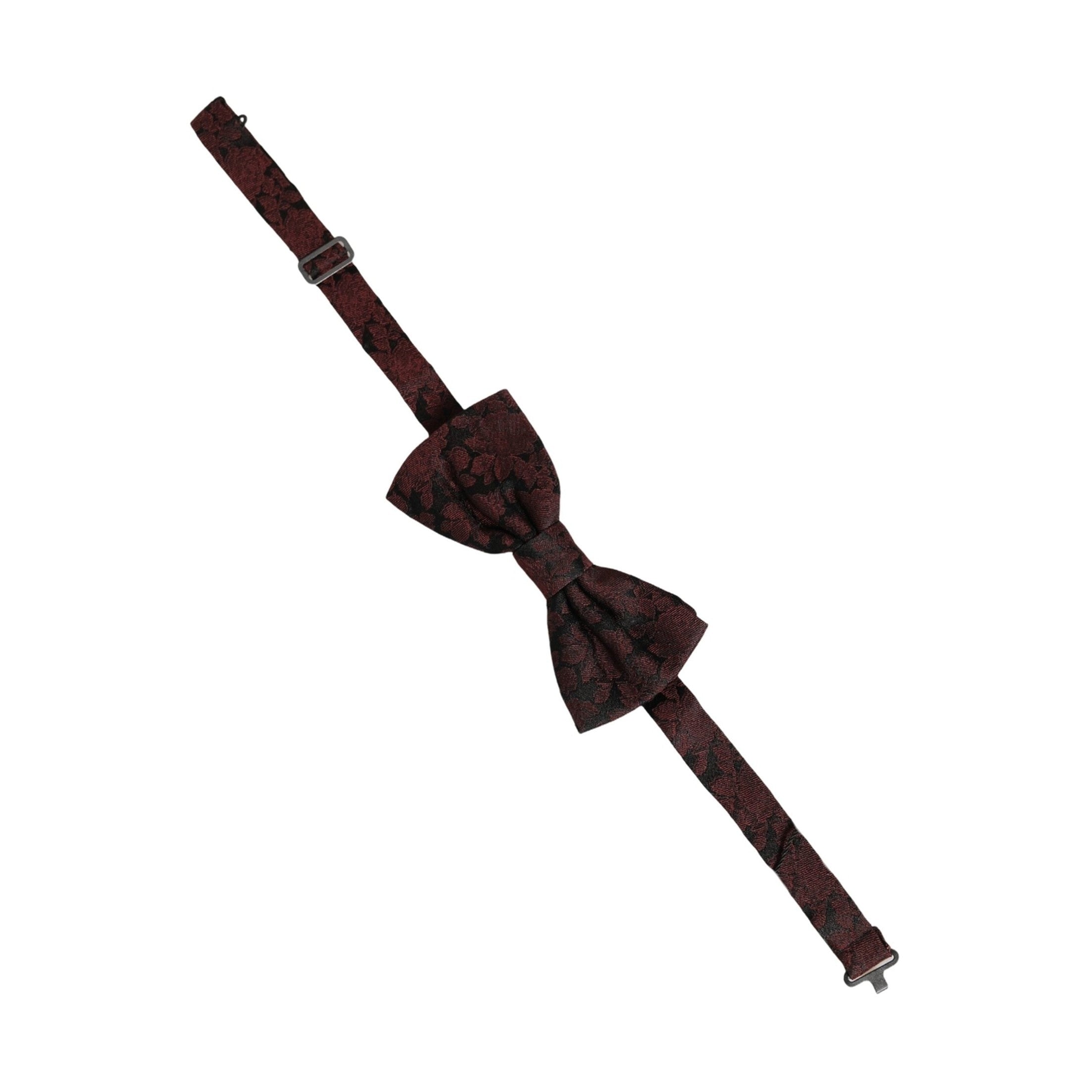 Dolce & Gabbana Men Maroon Floral Silk Adjustable Neck Bow Tie