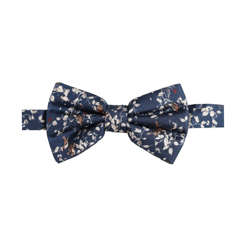 Dolce & Gabbana Men Navy Blue Floral Adjustable Neck Papillon Bow Tie