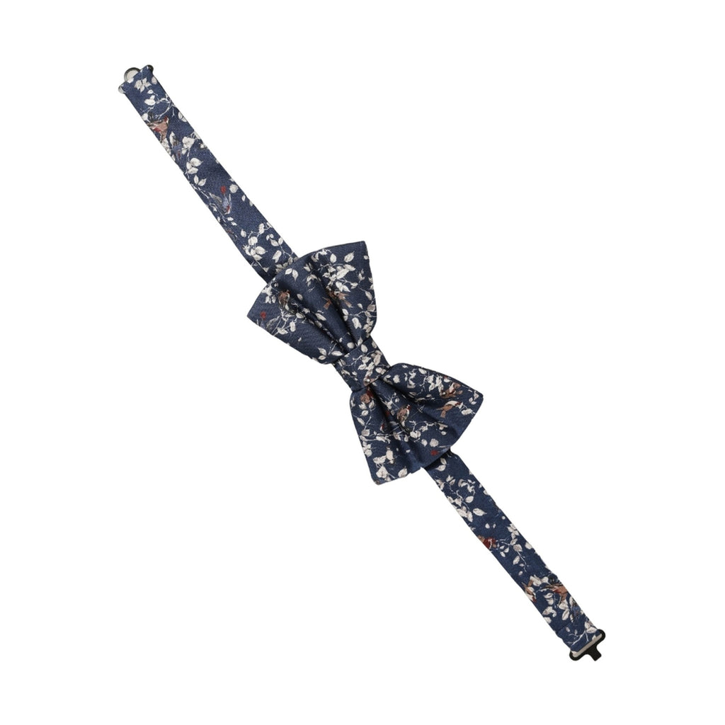 Dolce & Gabbana Men Navy Blue Floral Adjustable Neck Papillon Bow Tie