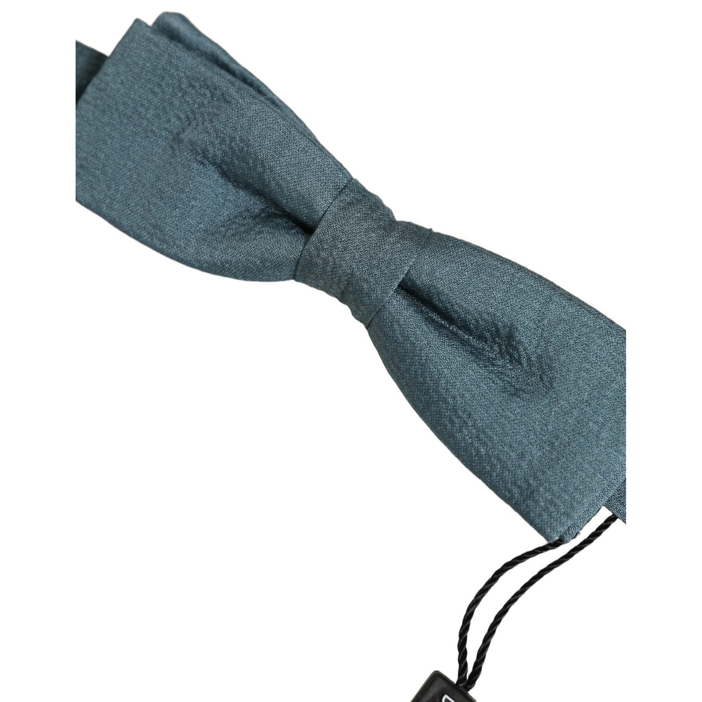 Dolce & Gabbana Men Steel Blue 100% Silk Adjustable Neck Papillon Bow Tie