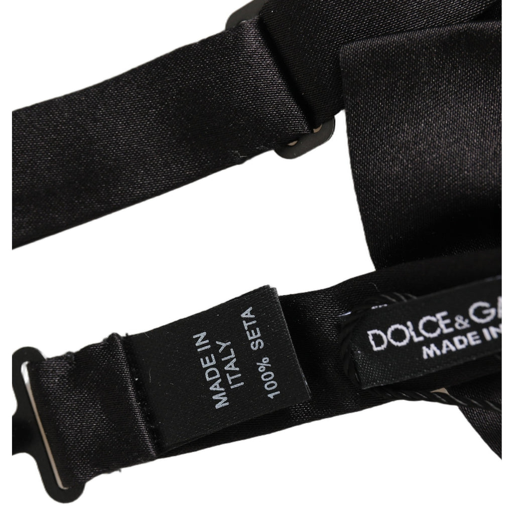 Dolce & Gabbana Men Black 100% Silk Adjustable Neck Papillon Bow Tie
